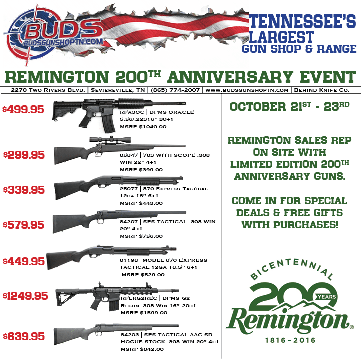REMINGTON 200TH ANNIVERSARY SALES EVENT! Buds Gun Shop & Range